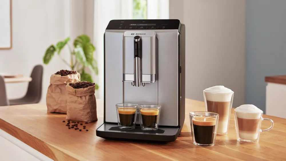 Bosch VeroCafe Fully Automatic Coffee Machine | 5 Beverage Options | CeramDrive Grinder | Smooth Milk Foam | TIE20301IN