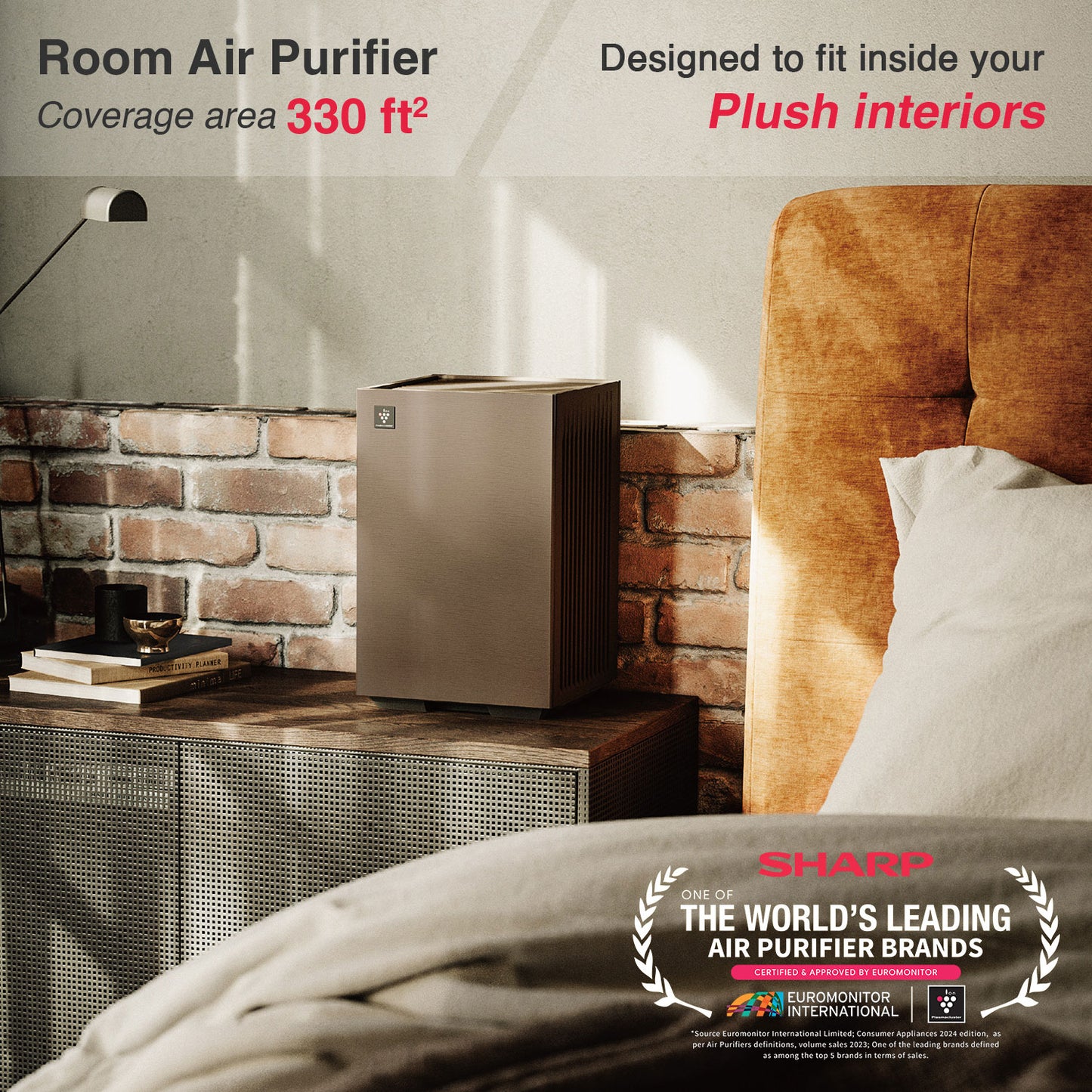 SHARP PureFit Air Purifier with Plasmacluster | Removes 99.97% Pollutants - Bacteria, Virus, Mold, VOCs | 4-Stage Filters | Japan Technology | 330 sq.ft. | FP‑S40M
