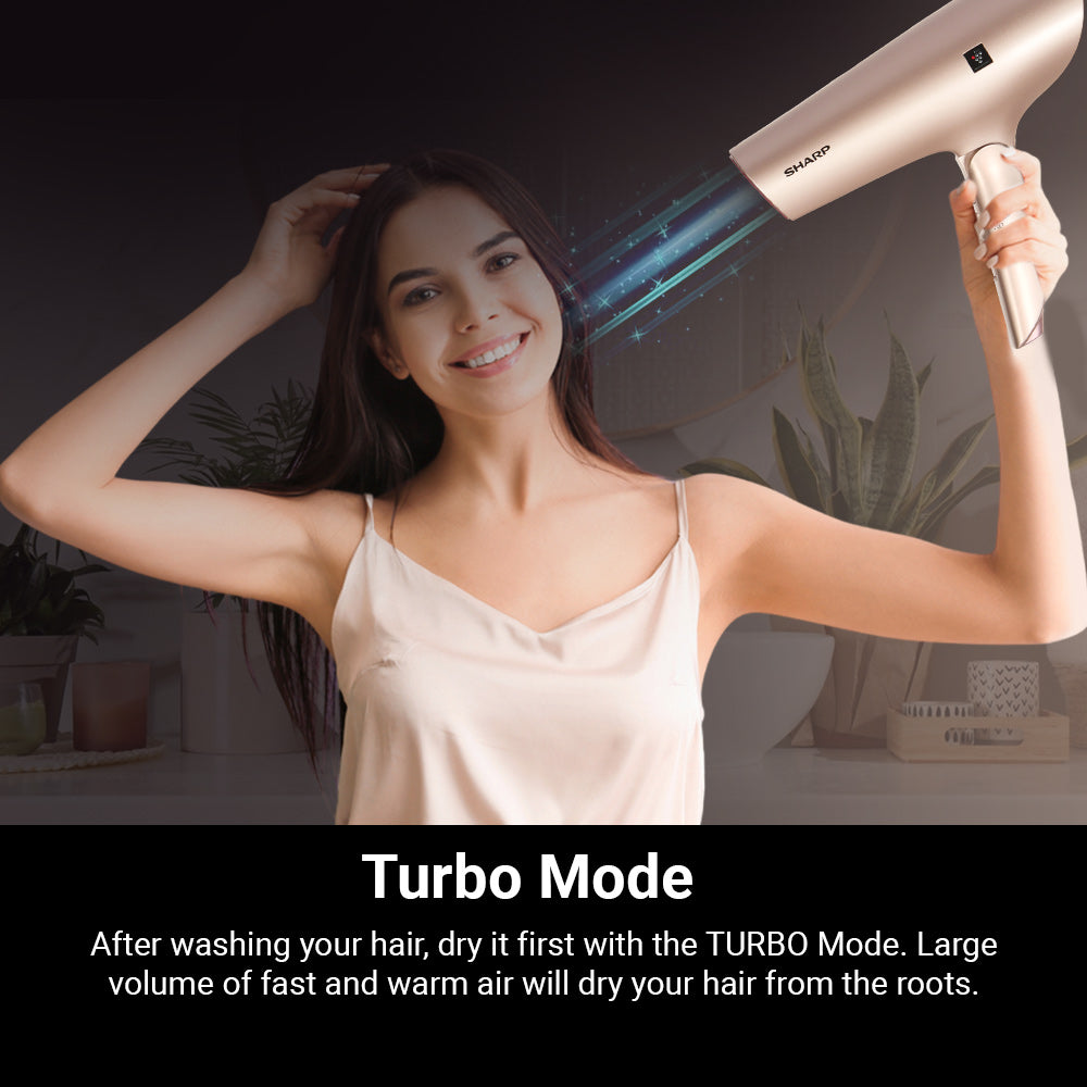 SHARP 1800W Foldable Hair Dryer | Plasmacluster Technology | Precision Modelling Nozzle | IB-NP7N-P