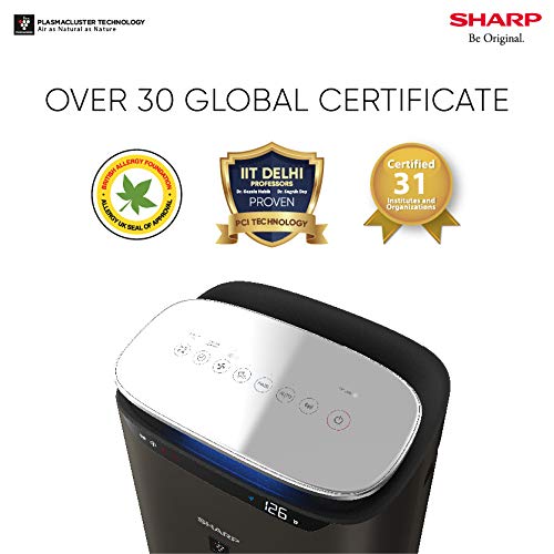 SHARP Air Purifier with Plasmacluster | Removes 99.97% Pollutants - Bacteria, Virus, Mold, VOCs | PM2.5 Indicator | 4-Stage Filter | Japan Tech | 680 ft² | FP‑J80M‑H