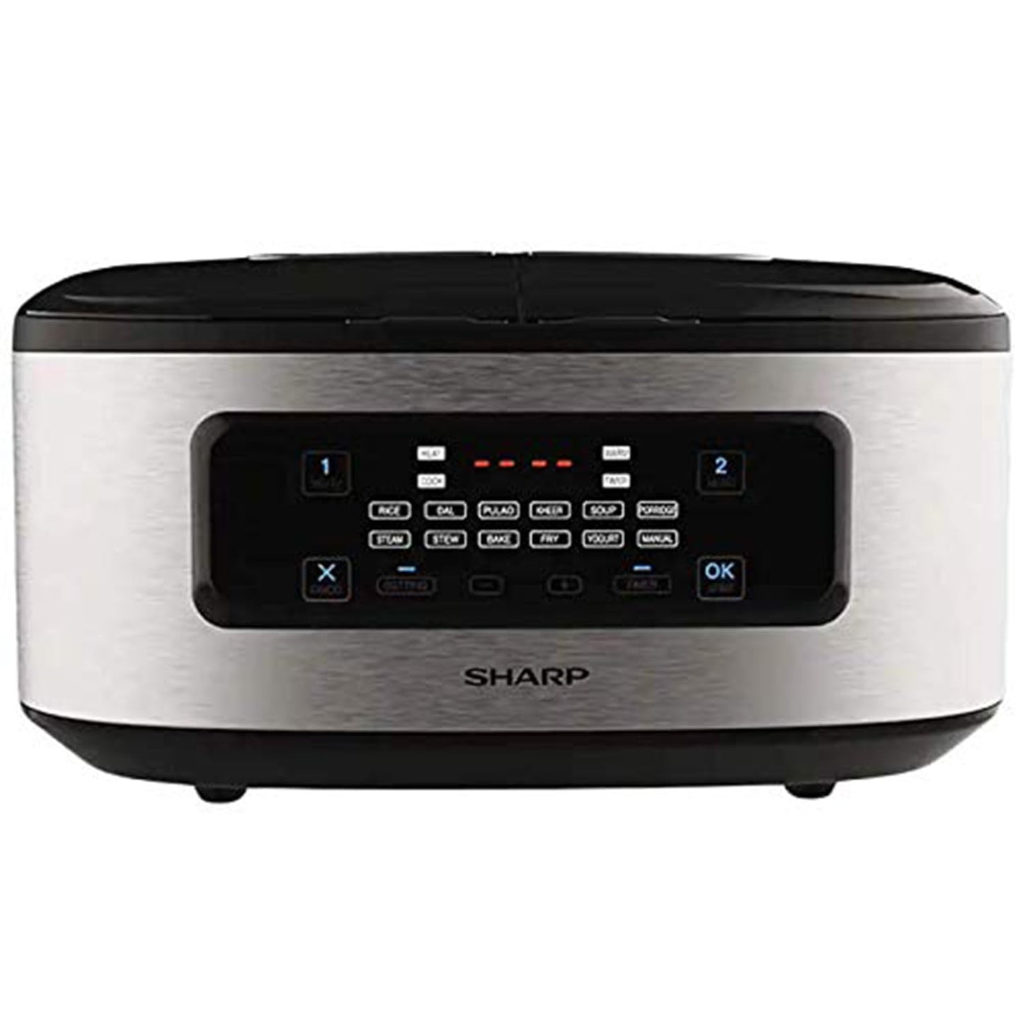 SHARP Electronic Twin Cooker | 5L Non-Stick Dual Pot Design | 12 Auto Cooking Modes | Japan Technology | KN-TC50VI-SL