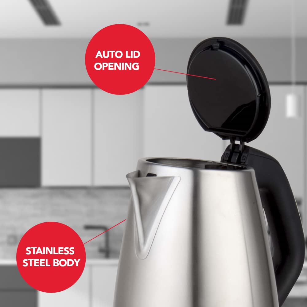 SHARP Stainless Steel Electric Kettle 1.8 Litre Electric Kettle | Auto-Cut function, Auto Lid Open | Japan Quality | EKJ-18WN-S