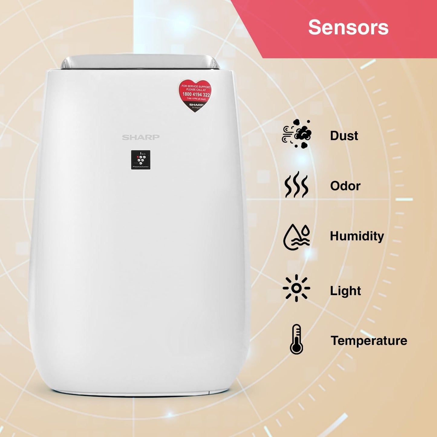 SHARP Air Purifier with Plasmacluster & WiFi | Removes 99.97% Pollutants - Bacteria, Virus, Mold, VOCs | PM2.5 Indicator | 4-Stage Filter | Japan Tech | 430 ft² | FP-J52M-W