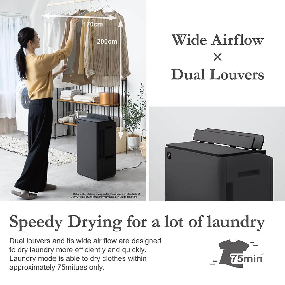 SHARP Air Purifier with Dehumidifier with Plasmacluster | Removes 99.97% Pollutants - Bacteria, Virus, Mold, VOCs | HEPA, Carbon & Pre Filter | Japan Tech | 830 ft² | DW‑T30FM