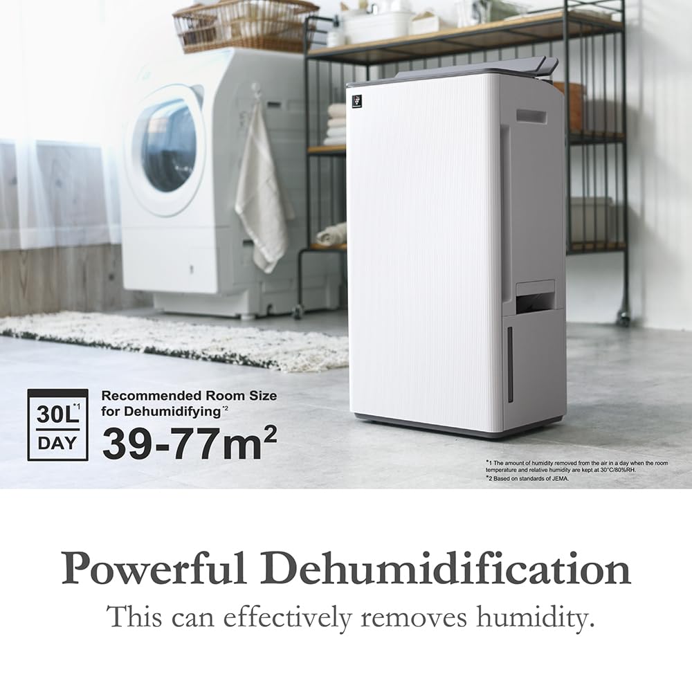 SHARP Air Purifier with Dehumidifier with Plasmacluster | Removes 99.97% Pollutants - Bacteria, Virus, Mold, VOCs | HEPA, Carbon & Pre Filter | Japan Tech | 830 ft² | DW‑T30FM