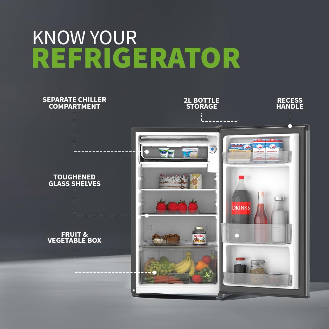 SHARP 92L Mini Single-Door Refrigerator | Toughened Glass Shelves | Japan 7-Shield Protection | SJ-MRW101N2-PSS