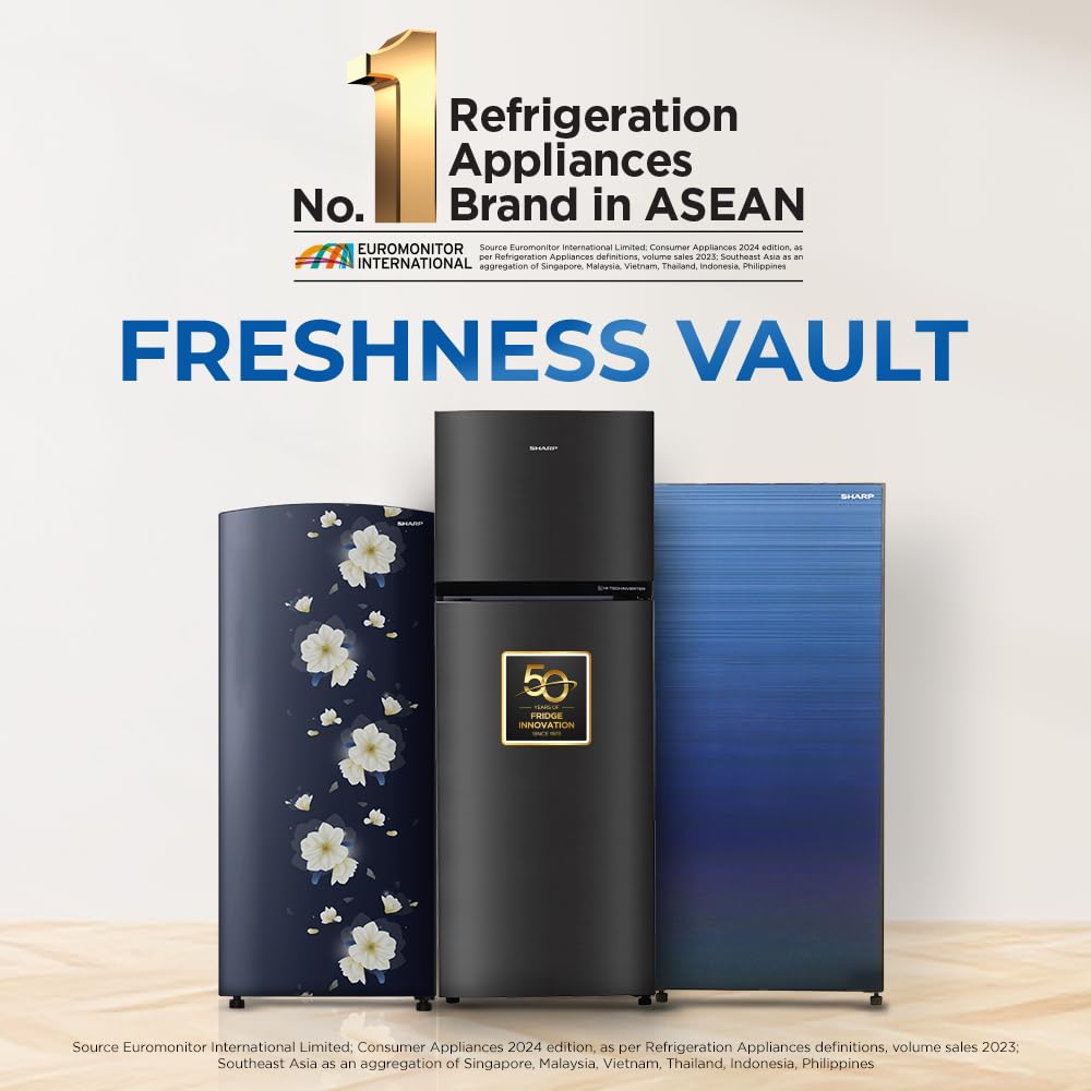 SHARP 92L Mini Single-Door Refrigerator | Toughened Glass Shelves | Japan 7-Shield Protection | SJ-MRW101N2-PSS