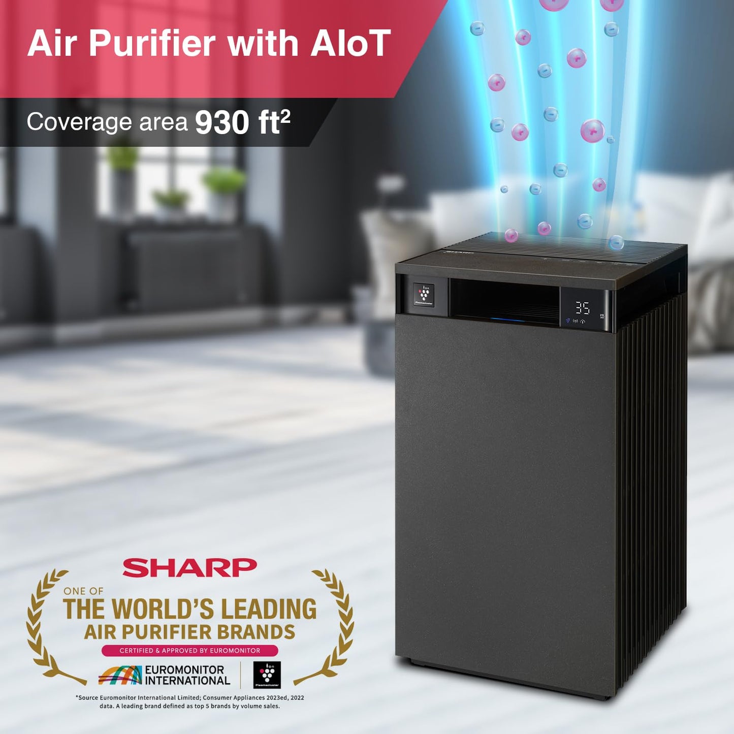 SHARP PureFit Air Purifier with Plasmacluster | Removes 99.97% Pollutants - Bacteria, Virus, Mold, VOCs | 4-Stage Filters | Japan Technology | 930 sq.ft. | FX-S120M-H