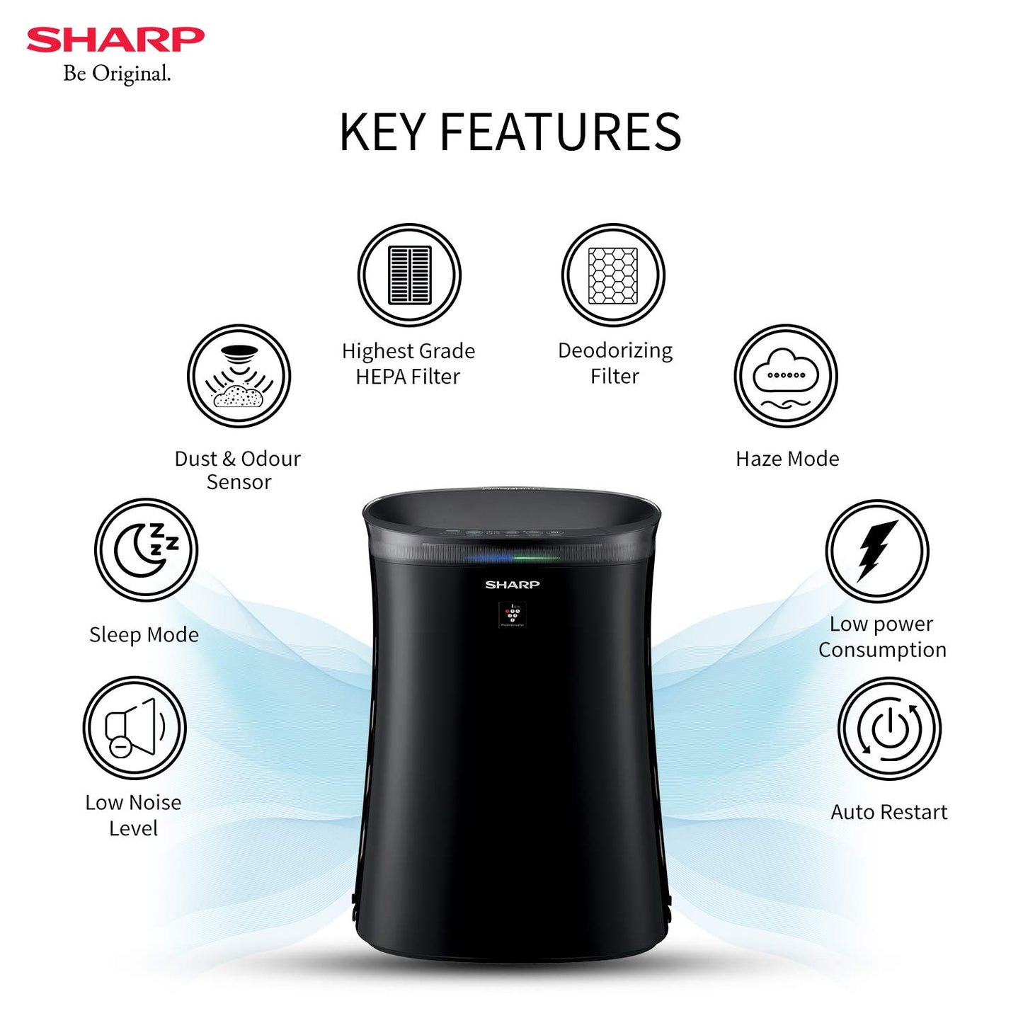 SHARP Room Air Purifier with Mosquito Catcher | Plasmacluster Tech - Removes Bacteria, Virus, Mold, VOCs | Japan Tech | 450 ft² | FP-GM50E-B