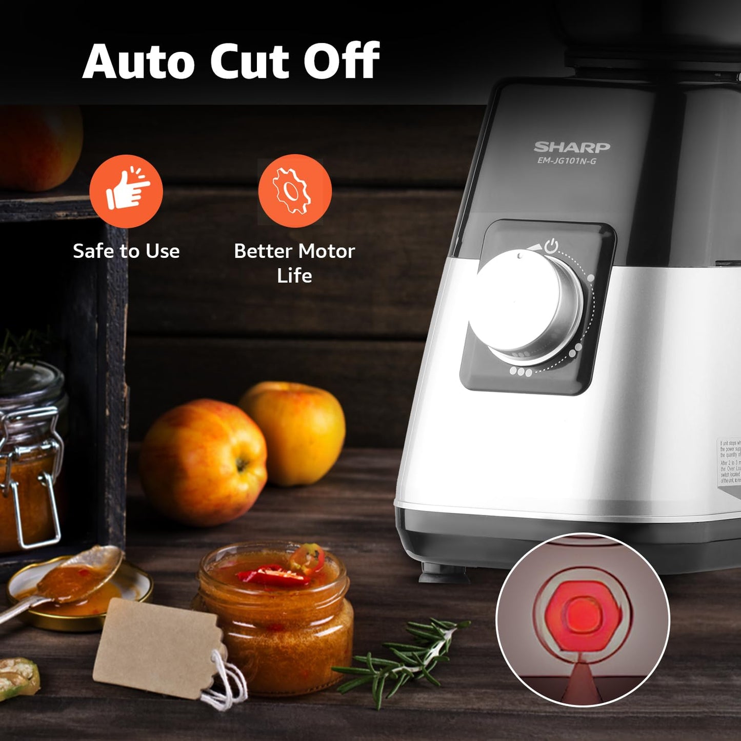 SHARP Juicer Mixer Grinder | Powerful Copper Motor | 4-Jar | Leakproof and Airtight Lid | Japan Quality | EM-JG