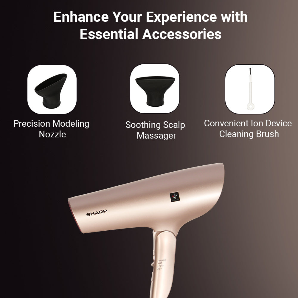 SHARP 1800W Foldable Hair Dryer | Plasmacluster Technology | Precision Modelling Nozzle | IB-NP7N-P