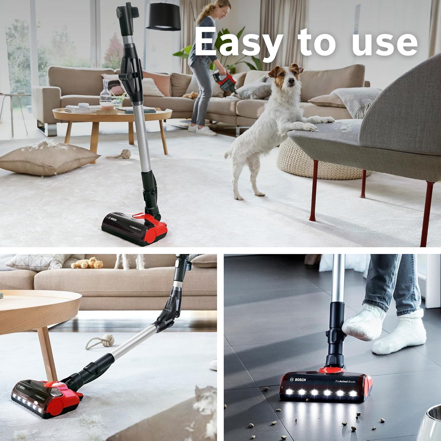 Bosch Unlimited 7 ProAnimal | Cordless Vacuum Cleaner with Rechargeable Battery, FlexTube, LED Lighting | 10 Year Motor Warranty | BCS71PETIN