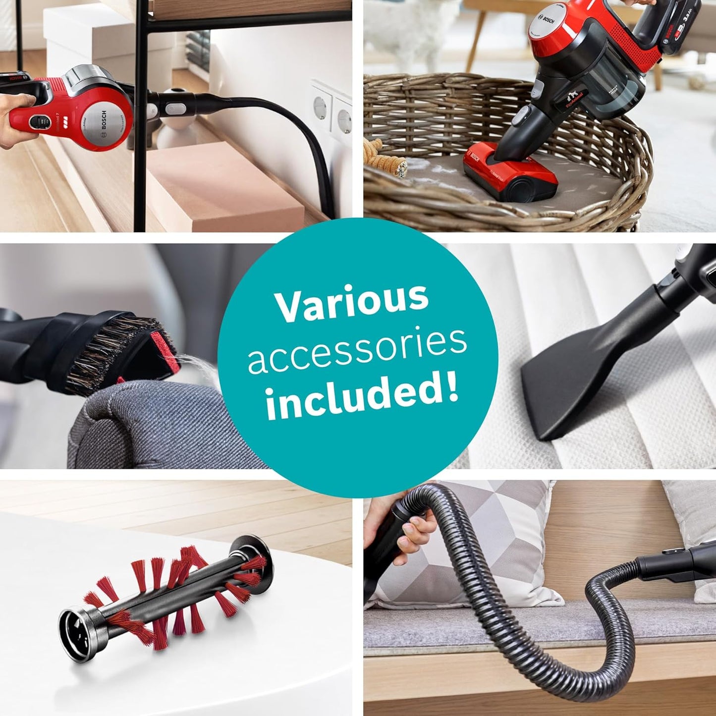 Bosch Unlimited 7 ProAnimal | Cordless Vacuum Cleaner with Rechargeable Battery, FlexTube, LED Lighting | 10 Year Motor Warranty | BCS71PETIN