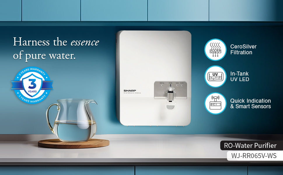 SHARP RO + UV Water Purifier | 7-Stage Purification & CeroSilver Technology | 7 Litre Storage | WJ-RR065V-WS