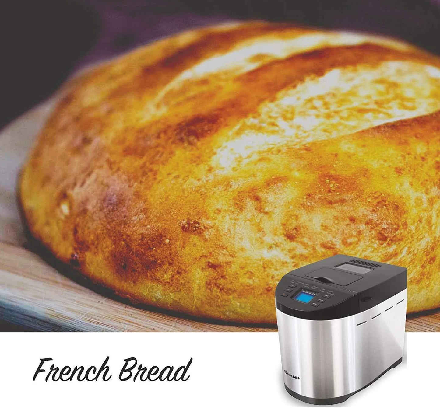 SHARP Fully Automatic Atta and Bread Maker | 12 Pre Set Menu including Gluten-free | 3 Crust Colours | Fruit & Nut Dispenser | LCD Display | PE-105-CS