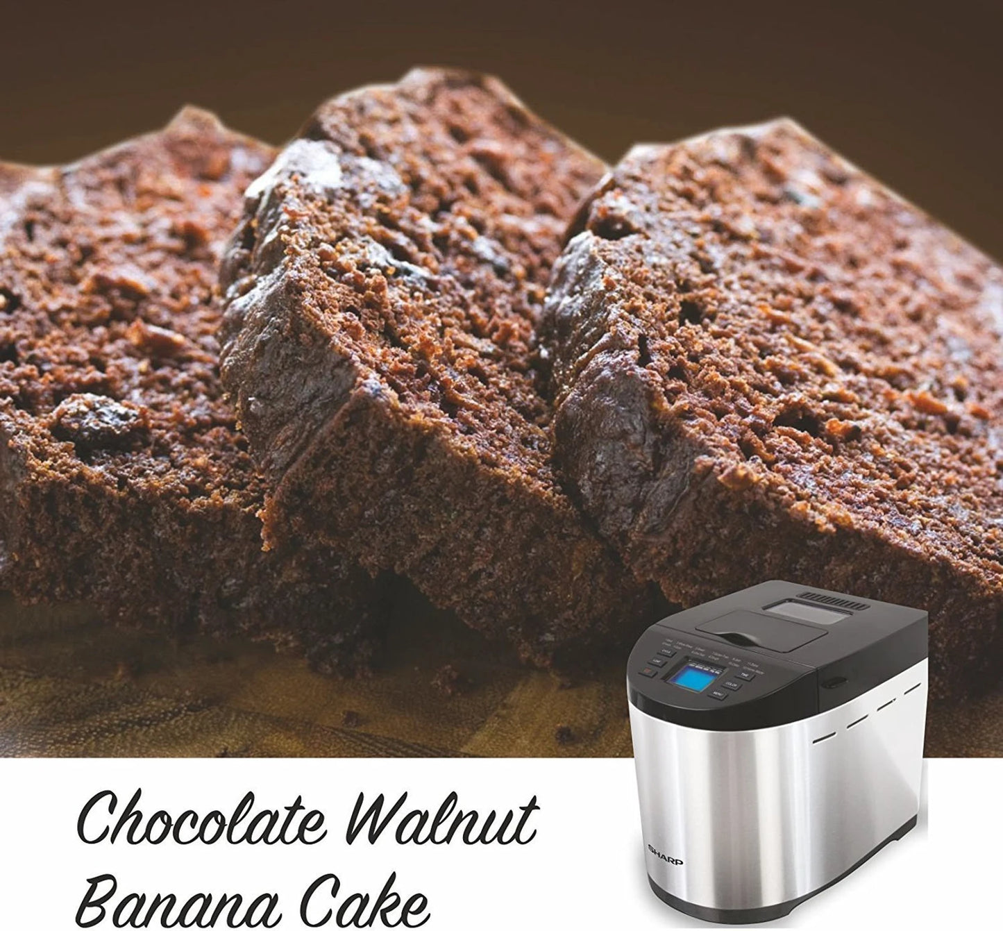 SHARP Fully Automatic Atta and Bread Maker | 12 Pre Set Menu including Gluten-free | 3 Crust Colours | Fruit & Nut Dispenser | LCD Display | PE-105-CS