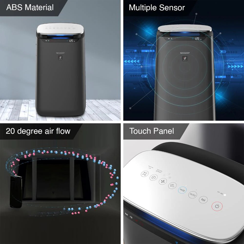 SHARP Air Purifier with Plasmacluster | Removes 99.97% Pollutants - Bacteria, Virus, Mold, VOCs | PM2.5 Indicator | 4-Stage Filter | Japan Tech | 680 ft² | FP‑J80M‑H
