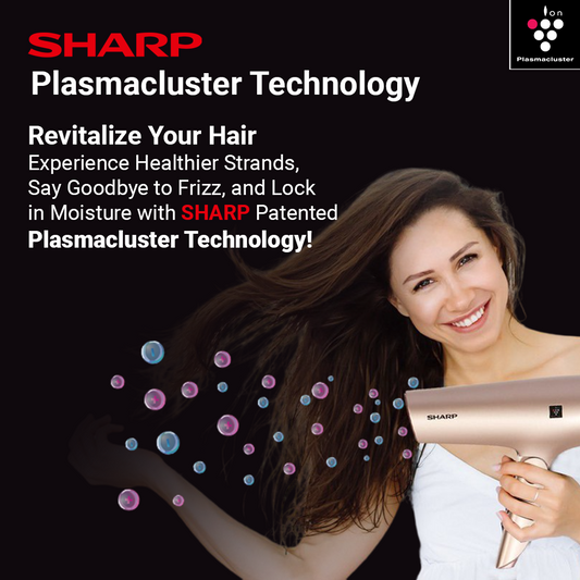 SHARP 1800W Foldable Hair Dryer | Plasmacluster Technology | Precision Modelling Nozzle | IB-NP7N-P