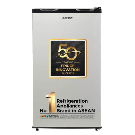 SHARP 92L Mini Single-Door Refrigerator | Toughened Glass Shelves | Japan 7-Shield Protection | SJ-MRW101N2-PSS