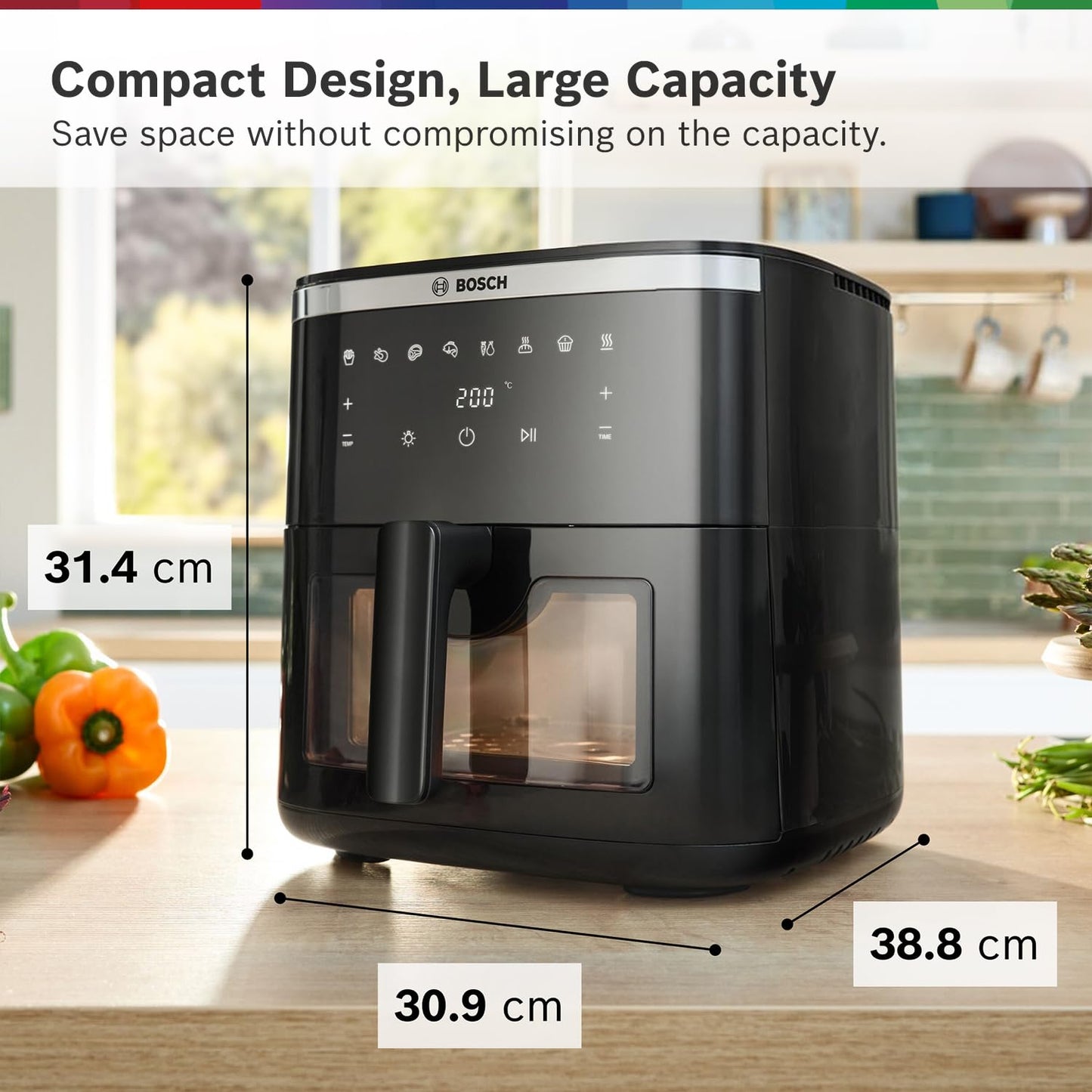 Bosch CrispMaxx 7.2L Air Fryer | Digital Touch Controls | 8 Functions | Illuminated Window | Shake Alarm | MAF671B0IN