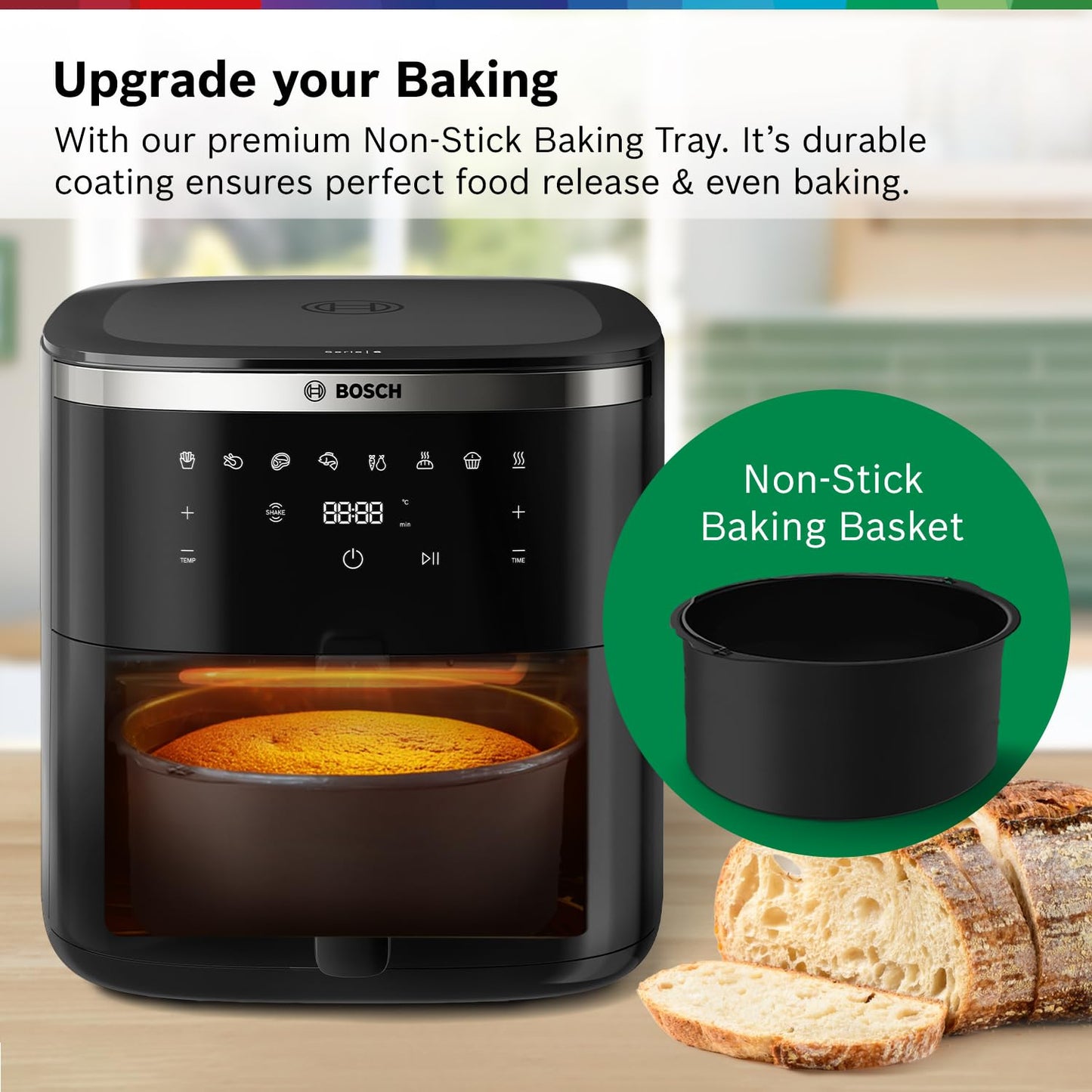 Bosch CrispMaxx 7.2L Air Fryer | Baking Tray | Digital Touch Controls | 8 Functions | Illuminated Window | Shake Alarm | MAF671B5IN