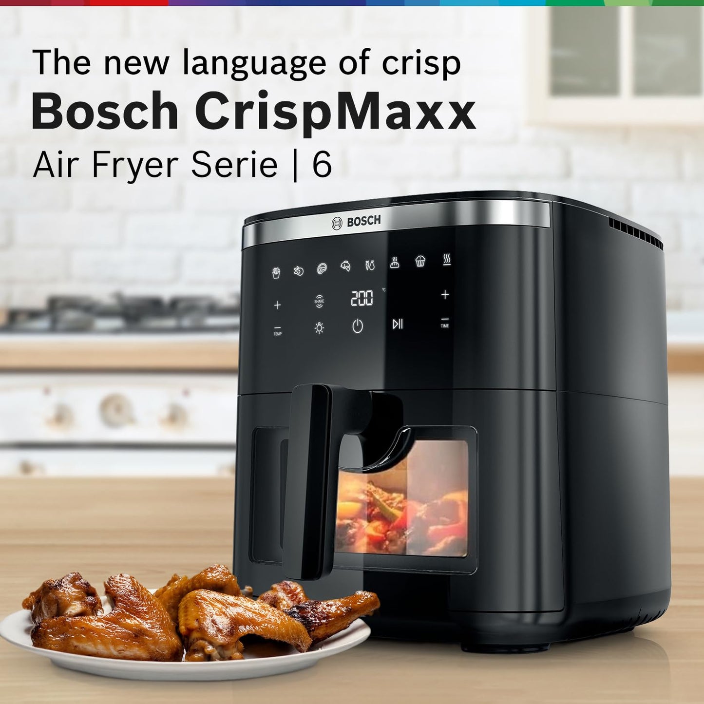 Bosch CrispMaxx 7.2L Air Fryer | Digital Touch Controls | 8 Functions | Illuminated Window | Shake Alarm | MAF671B0IN