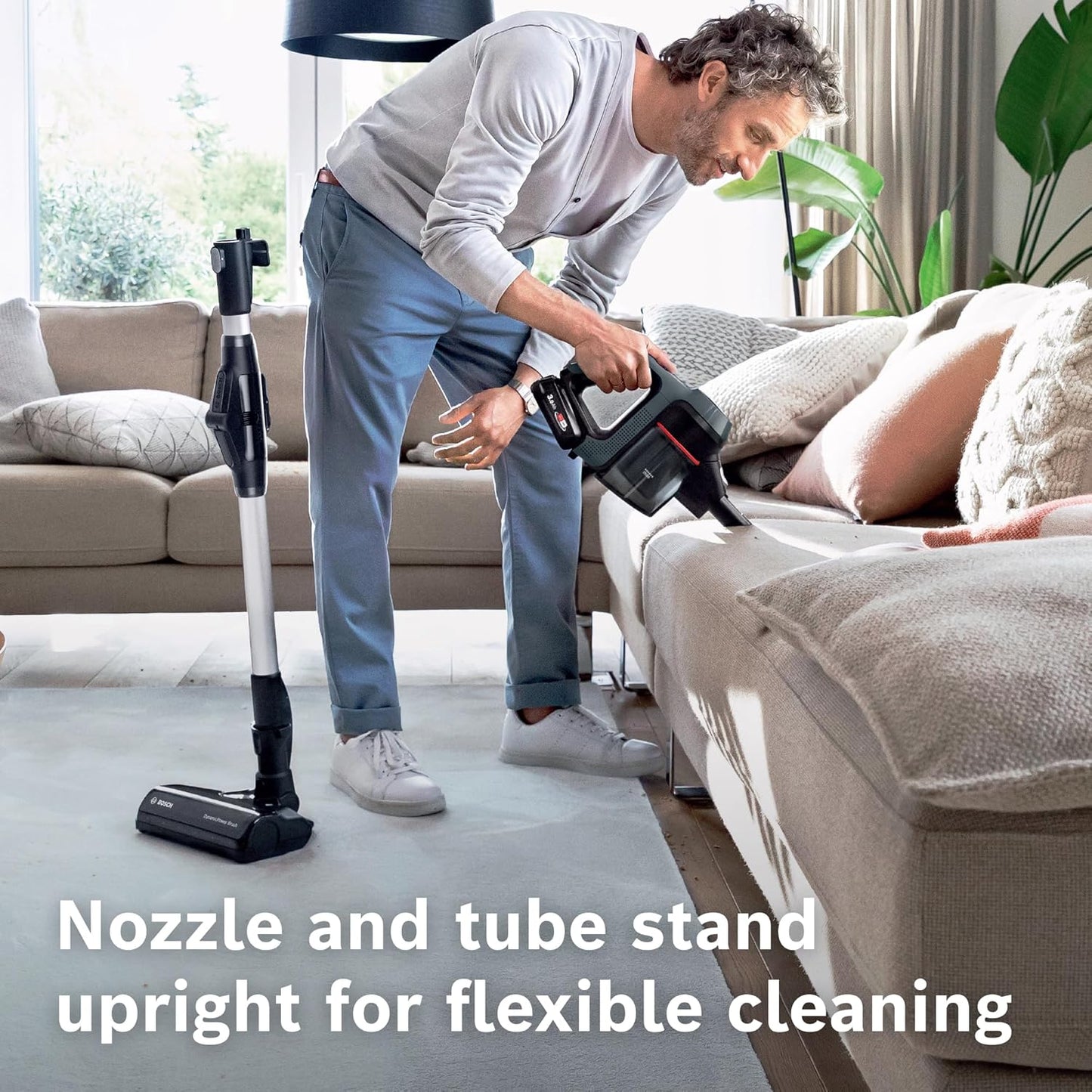 Bosch Unlimited 7 Cordless Vacuum Cleaner with Rechargeable Battery, FlexTube, LED Lighting | 10 Year Motor Warranty | BCS711AIN
