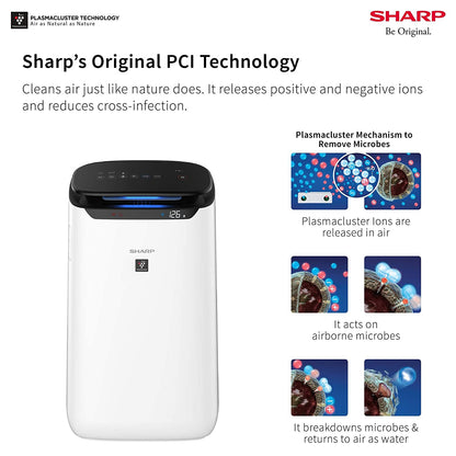 SHARP Air Purifier with Plasmacluster | Removes 99.97% Pollutants - Bacteria, Virus, Mold, VOCs | PM2.5 Indicator | 4-Stage Filter | Japan Tech |  550 ft² | FP‑J60M‑W