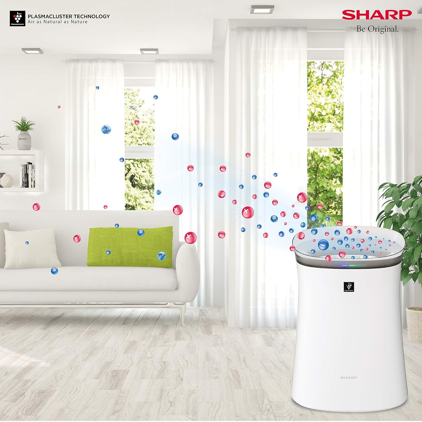 SHARP Air Purifier with Plasmacluster | Removes 99.97% Pollutants - Bacteria, Virus, Mold, VOCs | HEPA, Carbon & Pre Filter | Japan Tech | 320 sq.ft. | FP-F40E