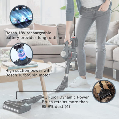 Bosch Unlimited 7 Cordless Vacuum Cleaner with Rechargeable Battery, FlexTube, LED Lighting | 10 Year Motor Warranty | BCS711AIN