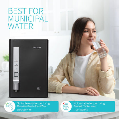 SHARP PureSip UV Water Purifier | 5-Stage Filtration & CeroSilver Technology | WJ-US004B-ES